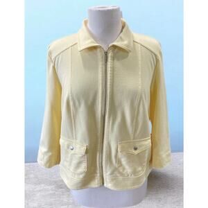 Chico’s Women’s Size 1 Jacket Yellow Front Pockets Bright Spring Fashion -EUC